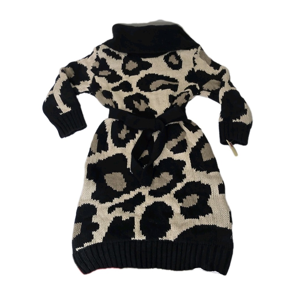 Cherokee Girls Cowl Neck Animal Print Sweater Dress NWT Size XL(14-16) W/Belt